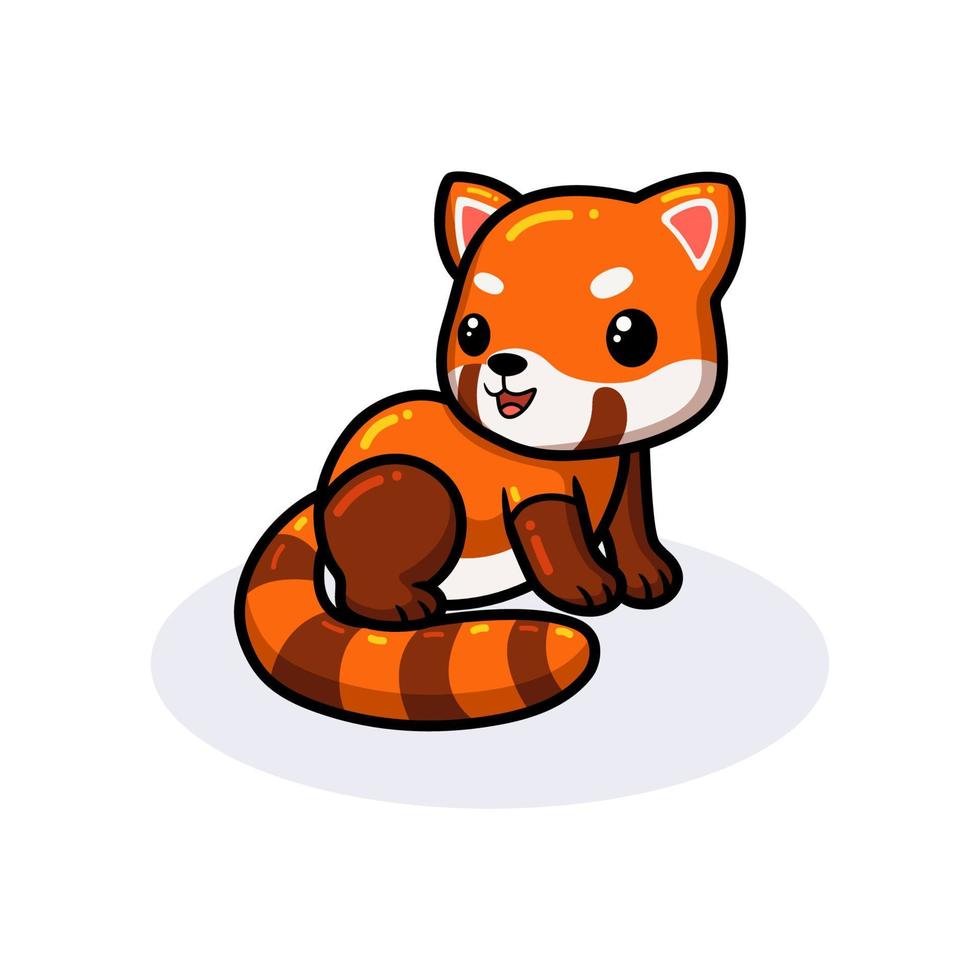 Cute little red panda cartoon sitting vector