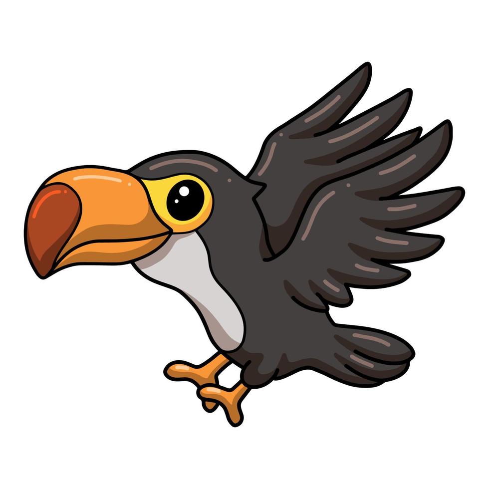 Cute little toucan bird cartoon flying vector