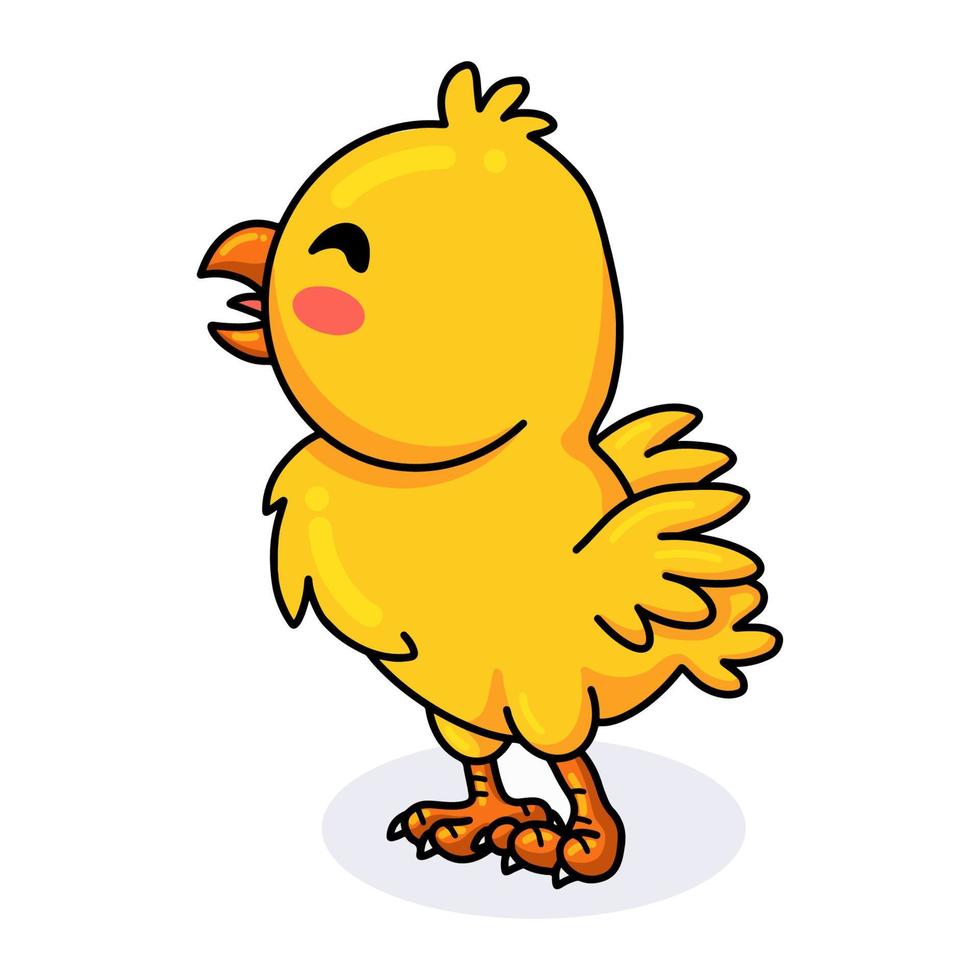 linda caricatura de pollito amarillo vector