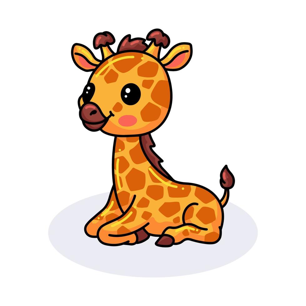 Cute little giraffe cartoon sitting vector