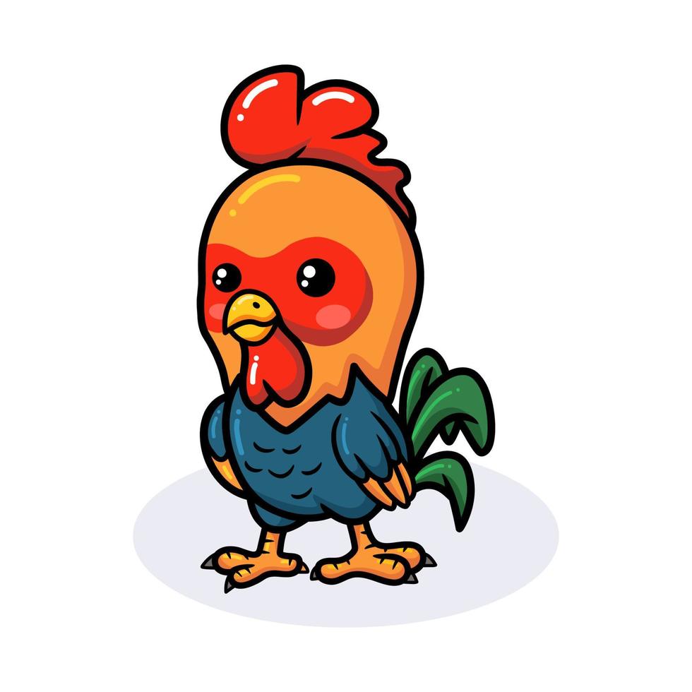 Cute happy little rooster cartoon vector