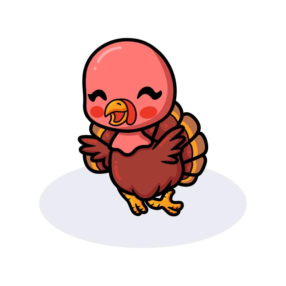 Cute happy baby turkey cartoon vector