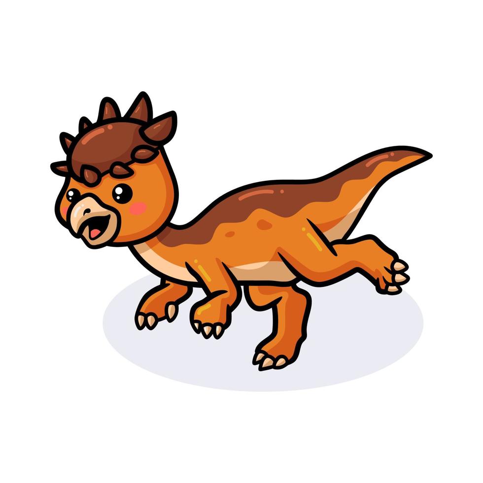 pequeño y lindo dinosaurio pachycephalosaurus dibujos animados para caminar vector