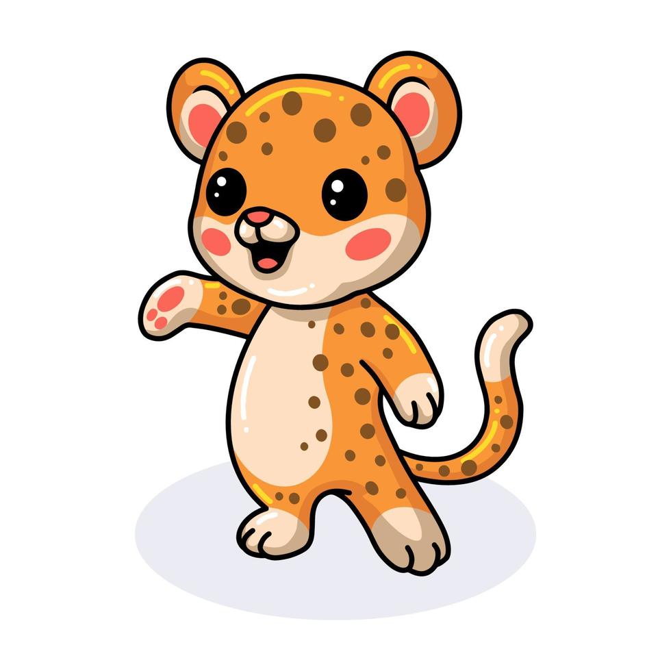 Cute baby leopard cartoon posing vector