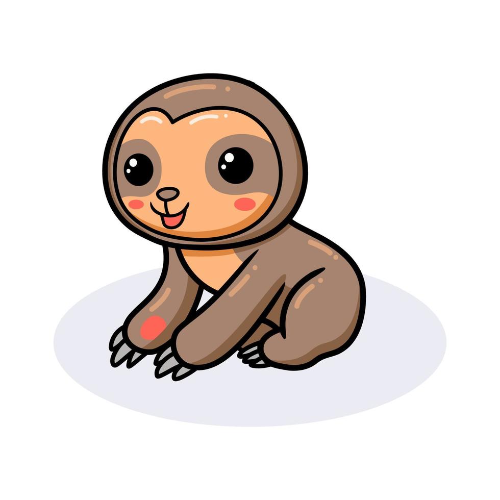 Cute baby sloth cartoon sitting vector