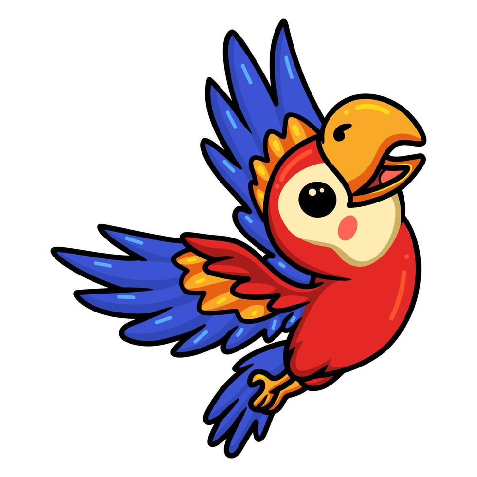Cute little parrot cartoon flying vector