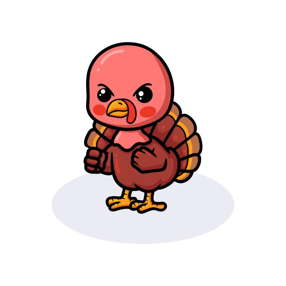 Cute angry baby turkey cartoon vector