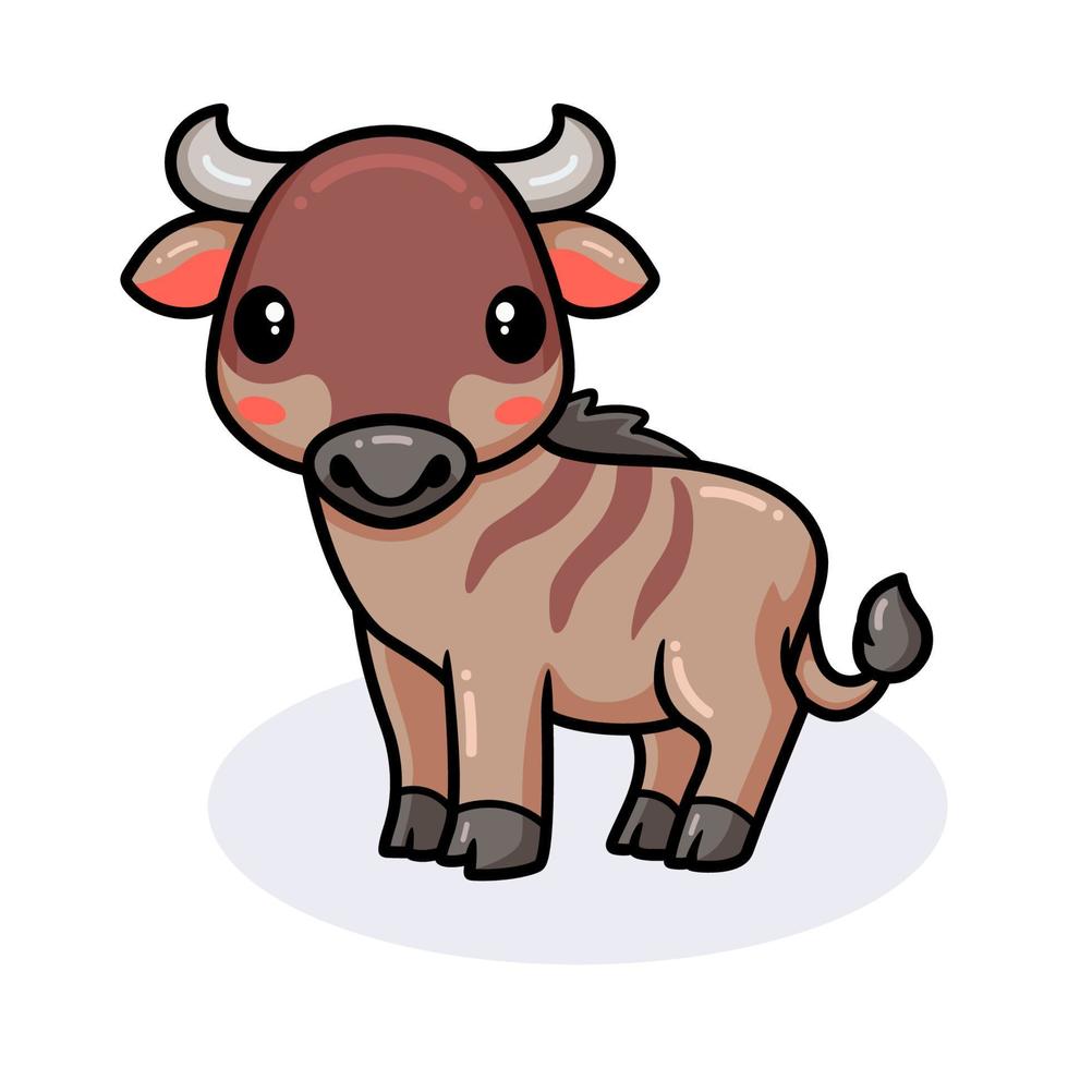 Cute little wildebeest cartoon posing vector