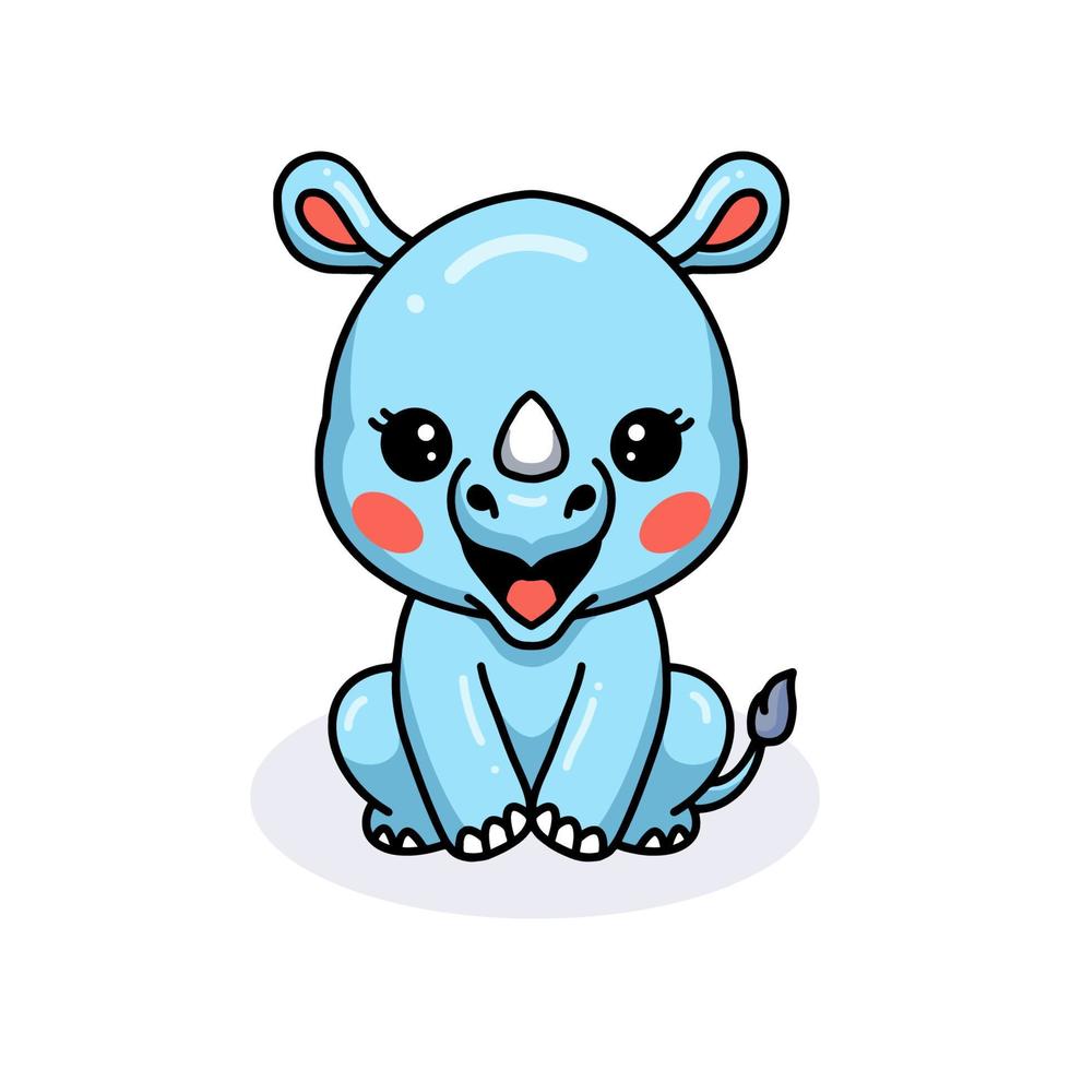 Cute baby rhino cartoon sitting vector