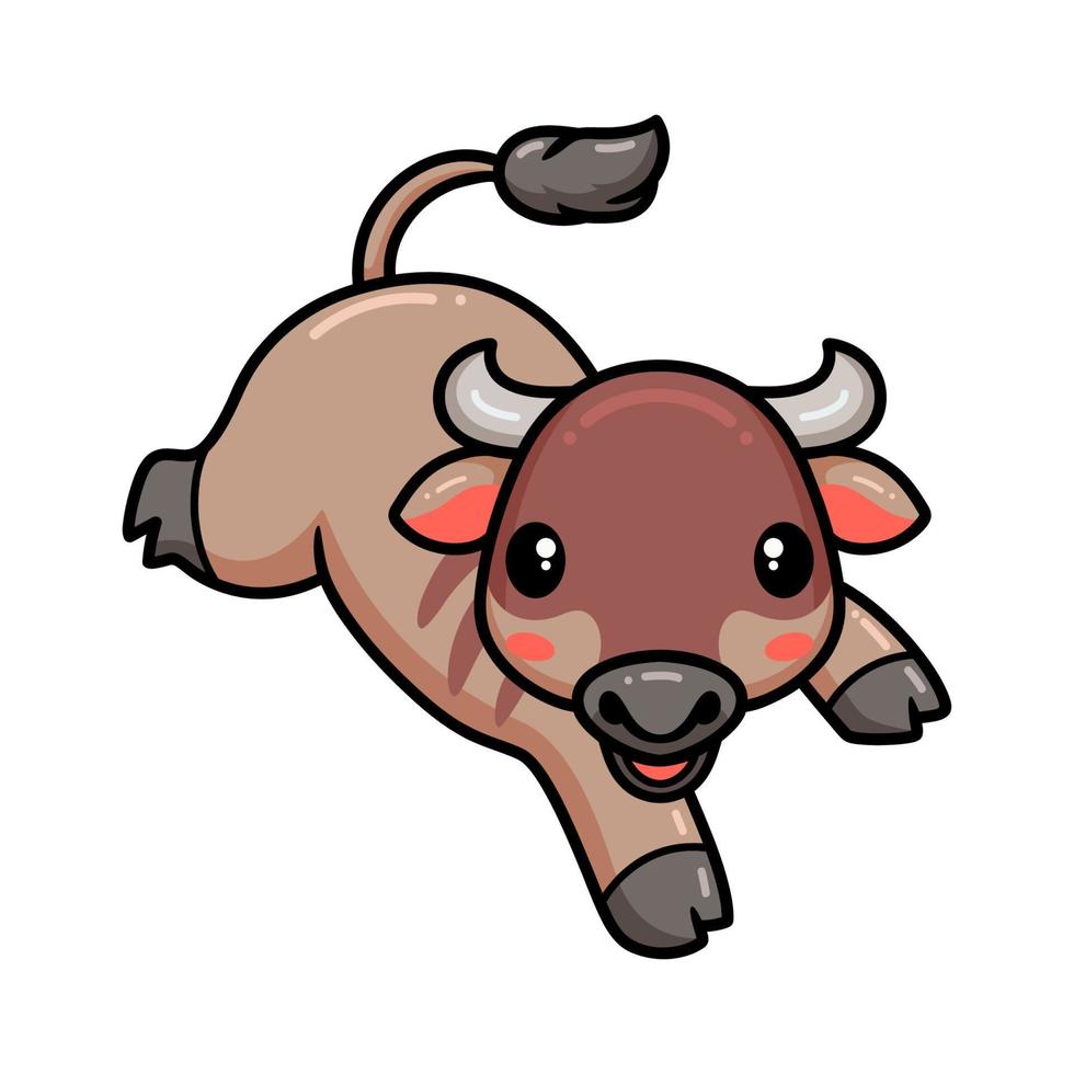 Cute little wildebeest cartoon posing vector