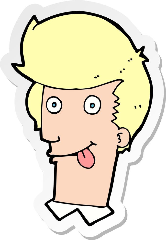 sticker of a cartoon man with tongue hanging out vector