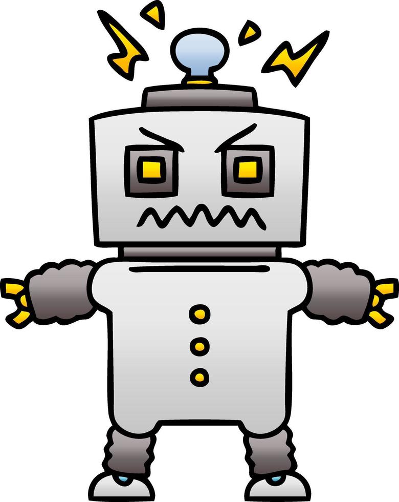 quirky gradient shaded cartoon robot vector