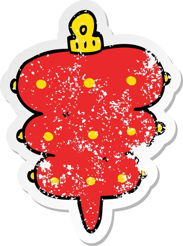 distressed sticker of a cartoon christmas decoration vector