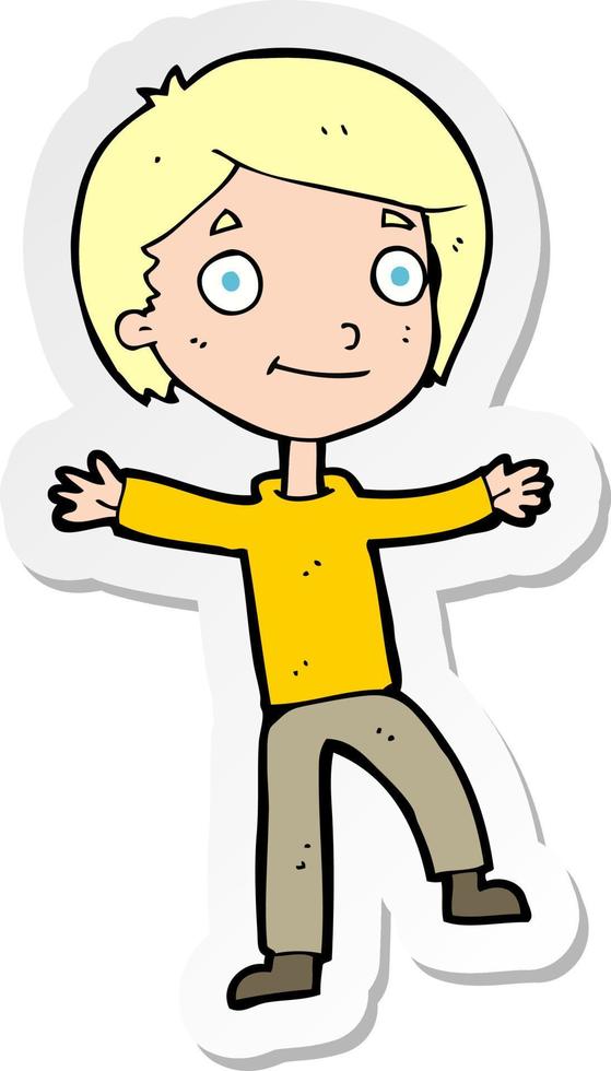 sticker of a cartoon excited boy vector