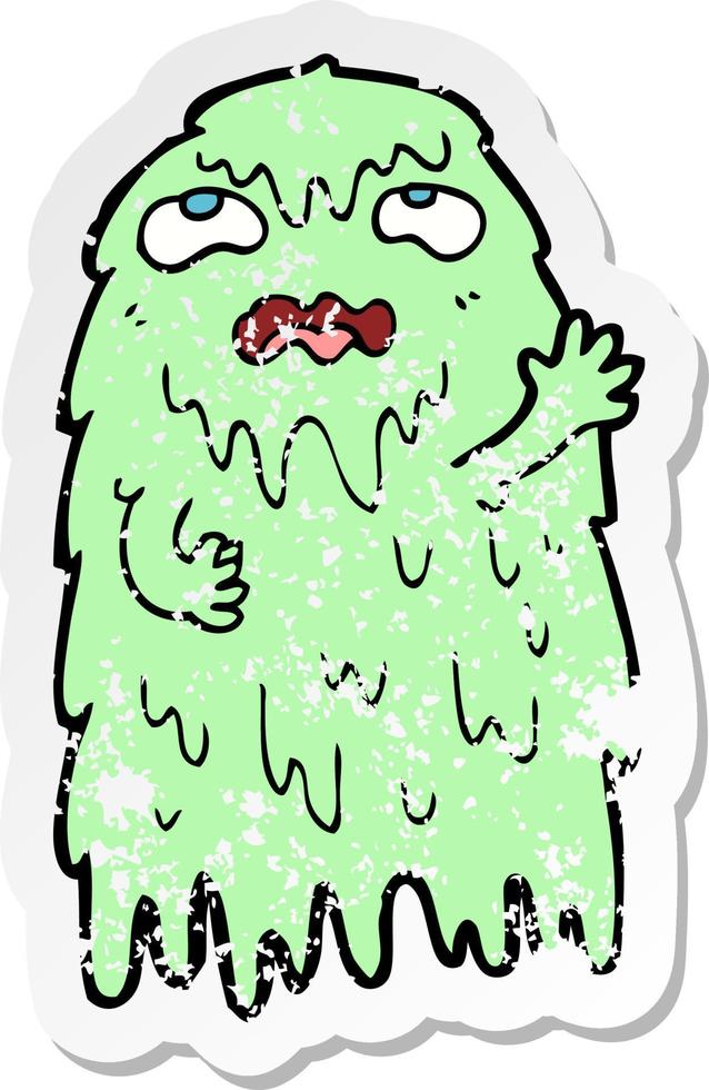 retro distressed sticker of a gross cartoon ghost vector