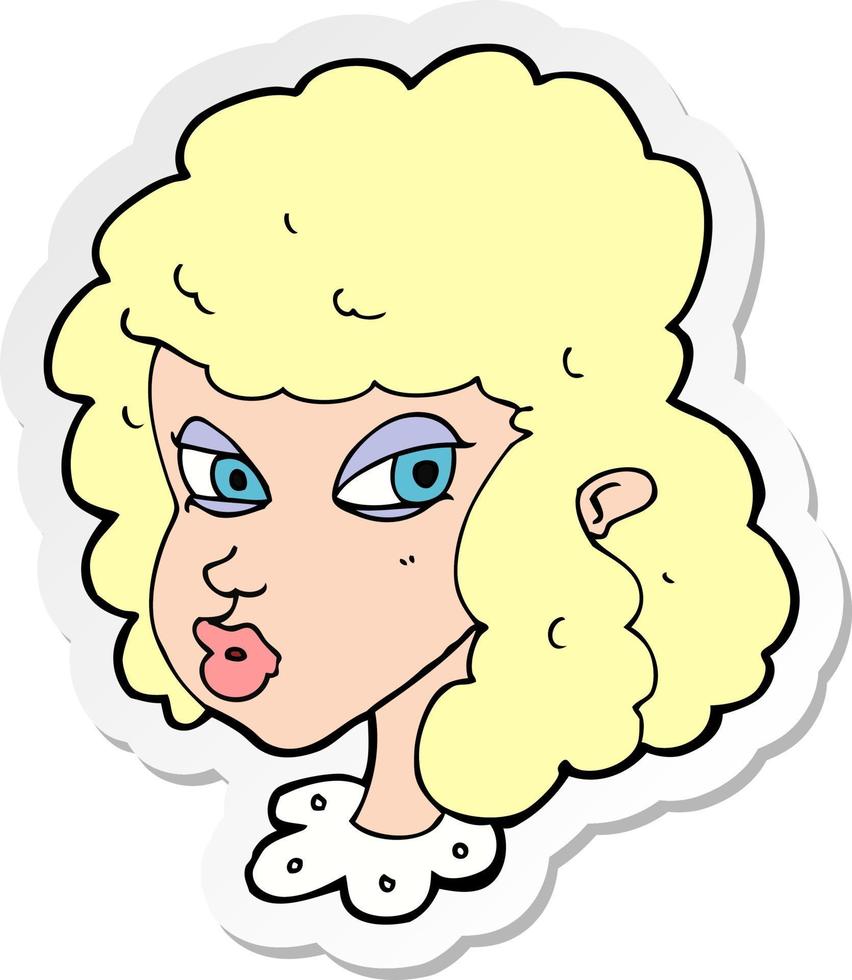 sticker of a cartoon suspicious woman vector