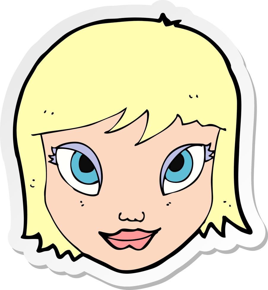 pegatina de un rostro femenino de dibujos animados vector