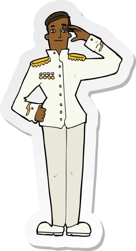 sticker of a cartoon military man in dress uniform vector