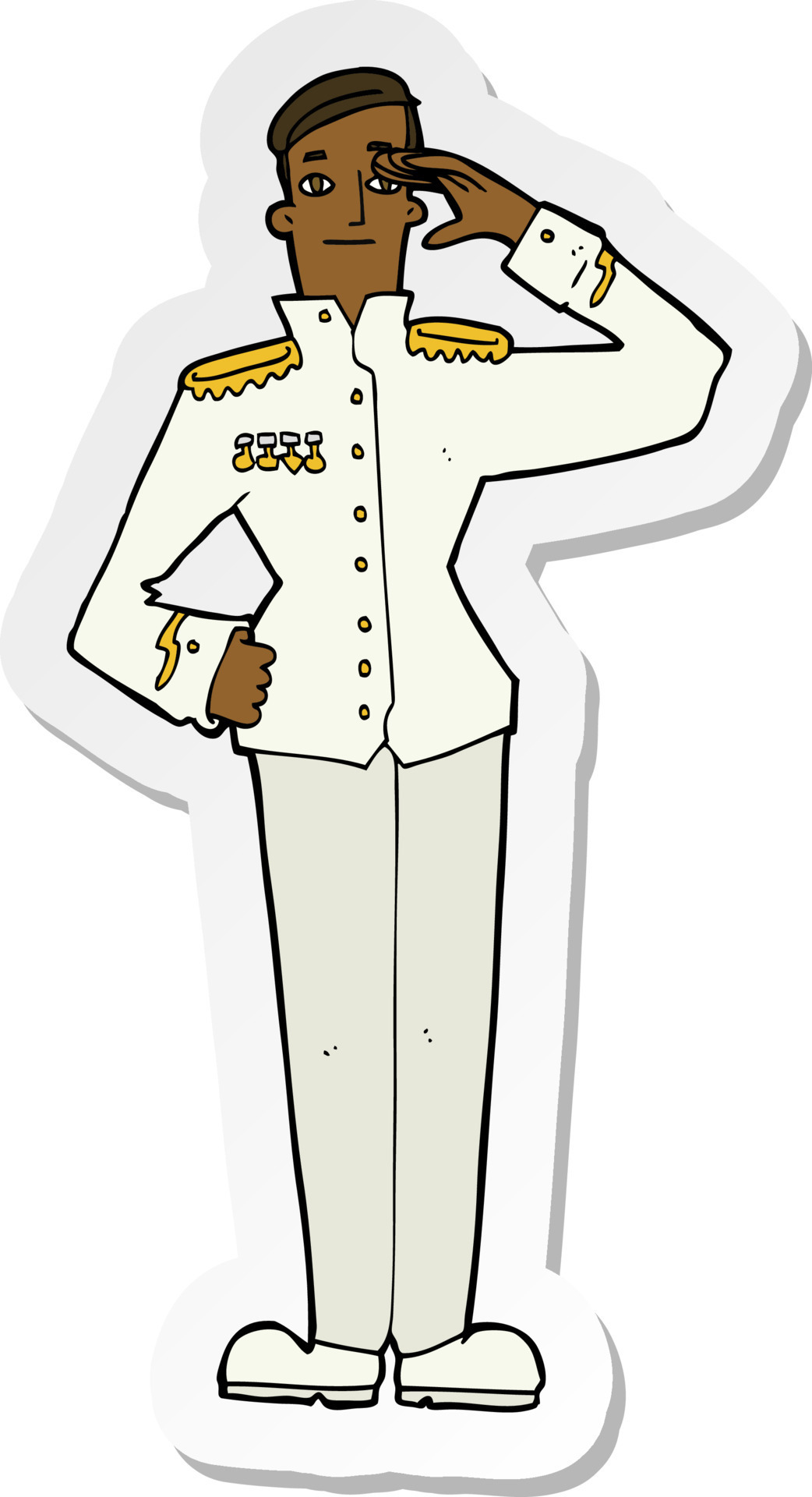 sticker of a cartoon military man in dress uniform 10382453 Vector Art