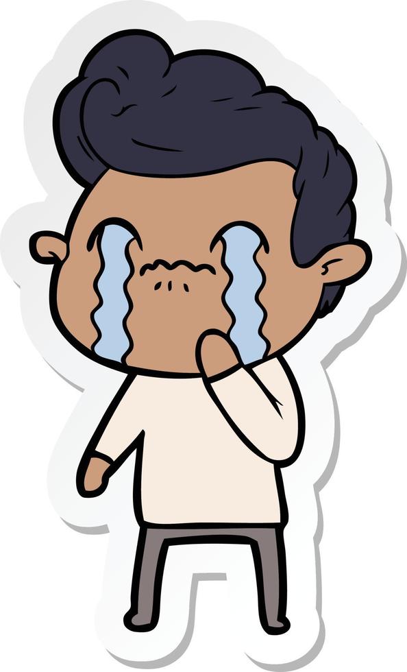 sticker of a cartoon man crying vector