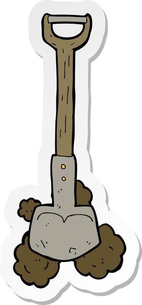 sticker of a cartoon shovel vector