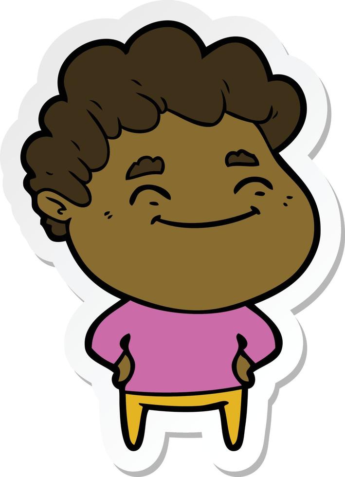 sticker of a cartoon friendly man vector