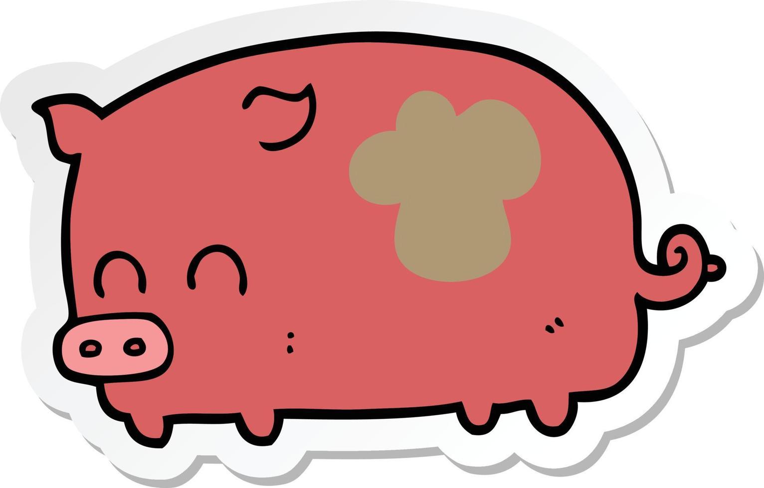 sticker of a cute cartoon pig vector