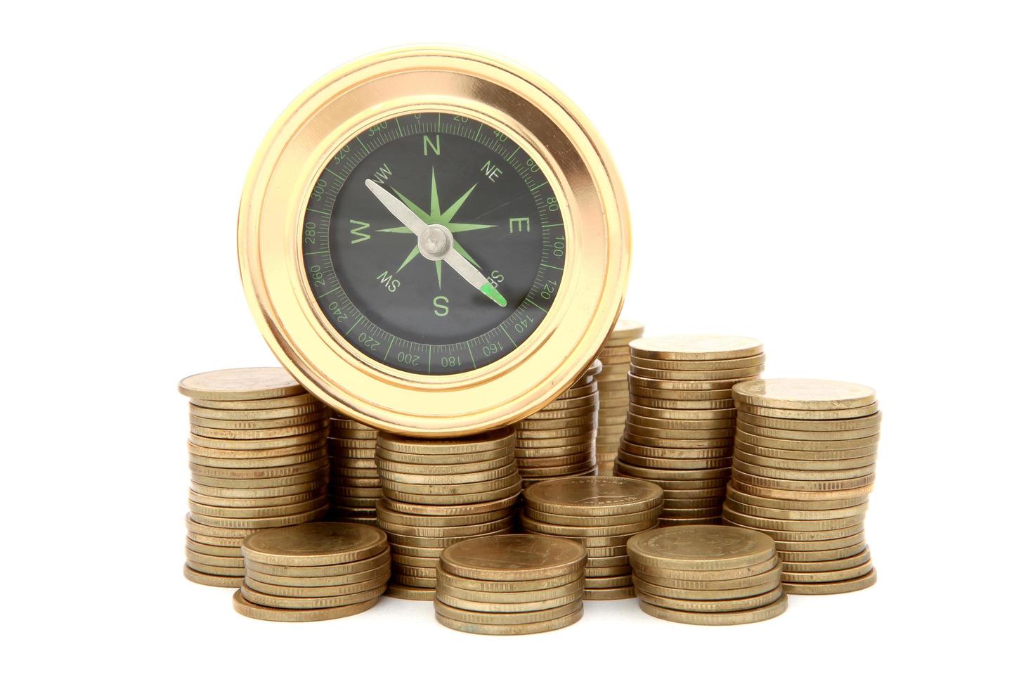 compass on money background photo