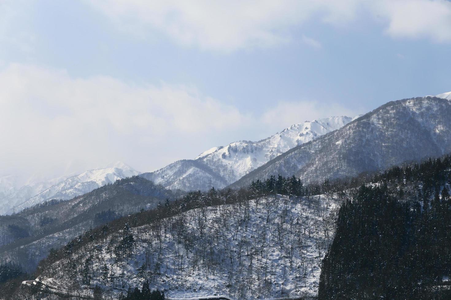 snow covered mountain in Takayama japan photo