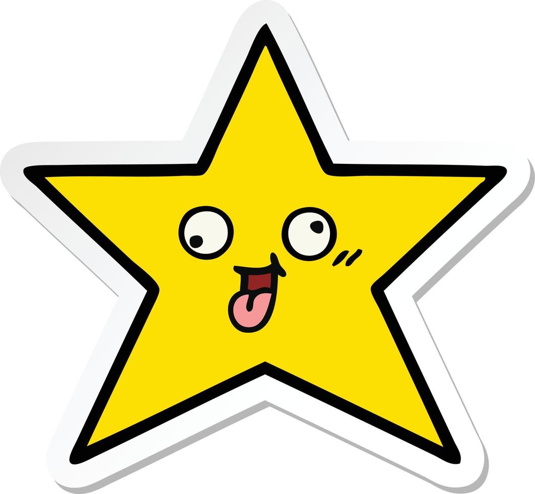 sticker of a cute cartoon gold star vector