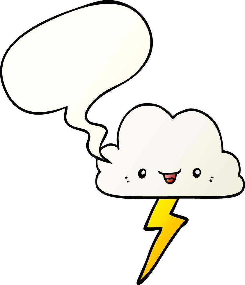 cartoon storm cloud and speech bubble in smooth gradient style vector