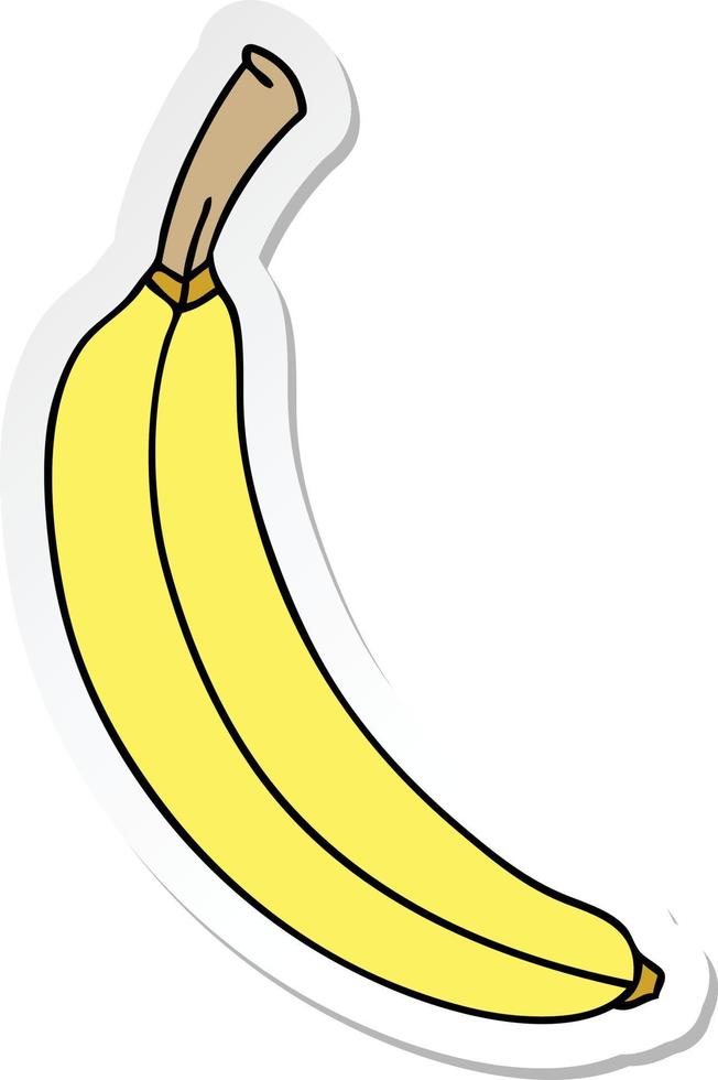 sticker of a quirky hand drawn cartoon banana vector