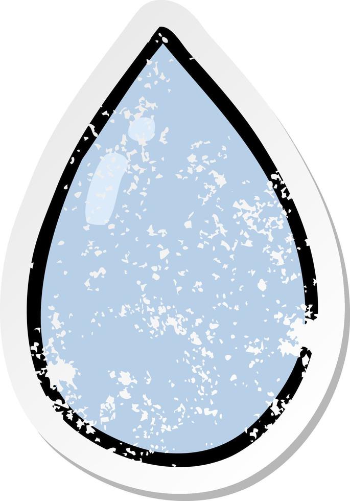pegatina angustiada de una gota de agua de dibujos animados vector