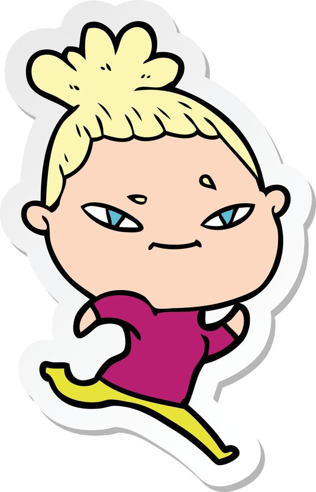 sticker of a cartoon woman vector