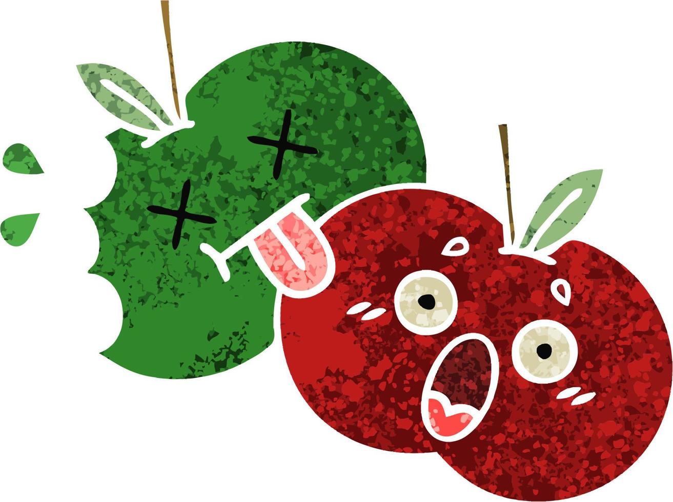 retro illustration style cartoon juicy apple vector