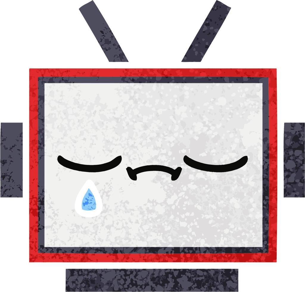 retro illustration style cartoon robot head vector