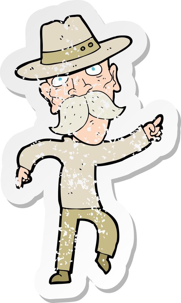 retro distressed sticker of a cartoon man in hat vector