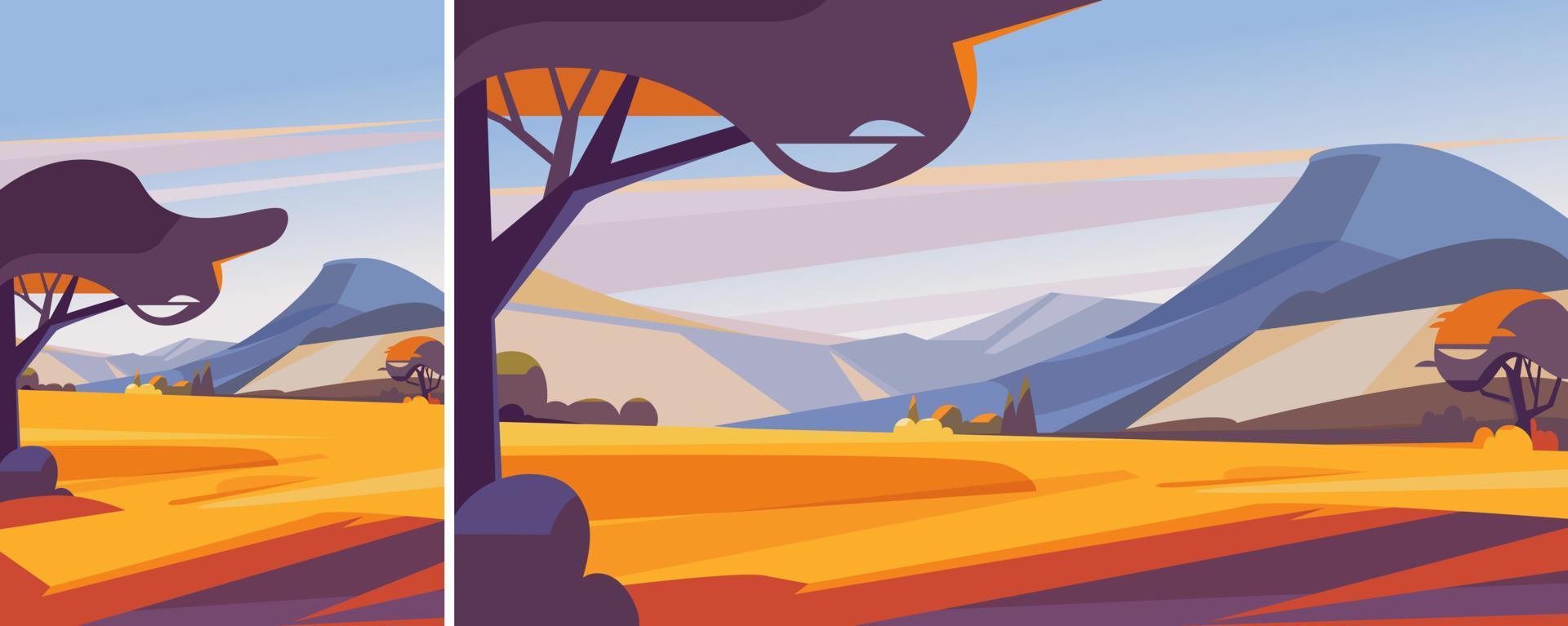 Autumn landscape with mountains. Natural scenery in different formats. vector