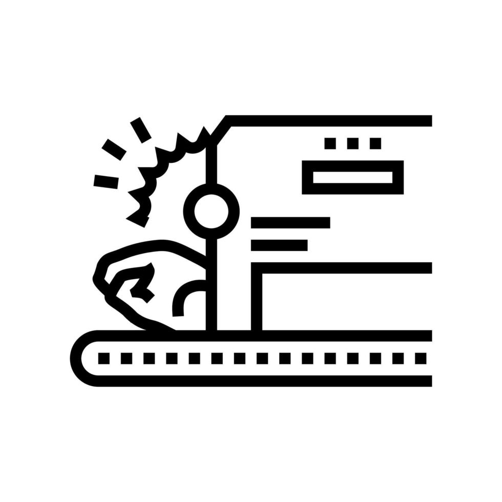 cutting chicken machine line icon vector illustration