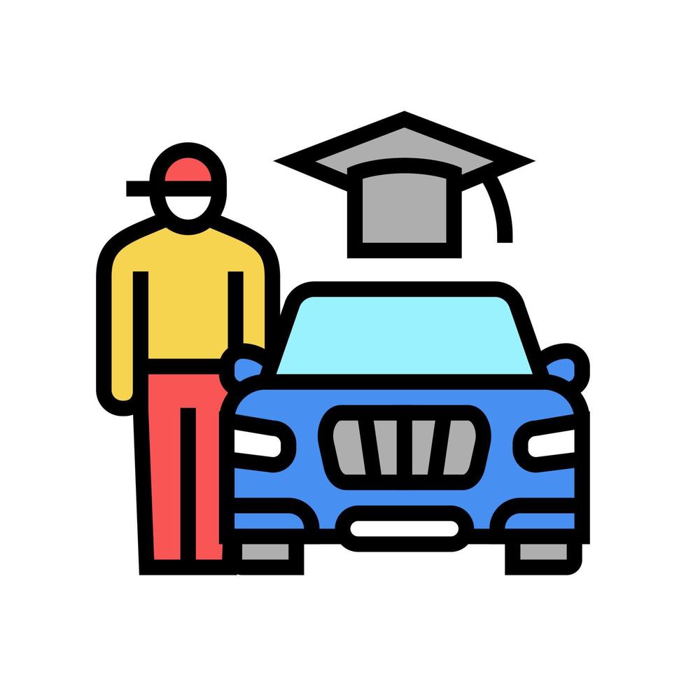 driving Lessons for teens color icon vector illustration