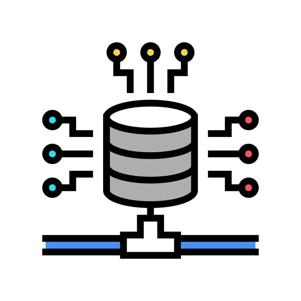 ilustración de vector de icono de color de procesamiento digital de conexión electrónica