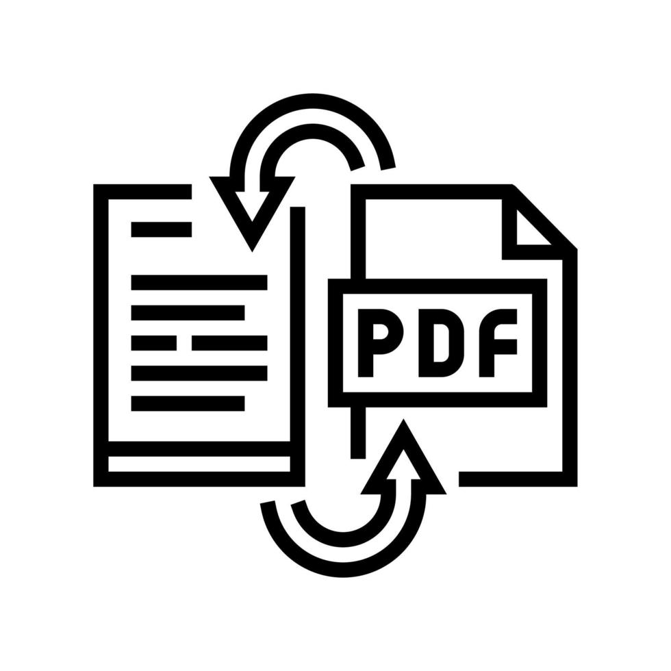 convert pdf file to word pad line icon vector illustration