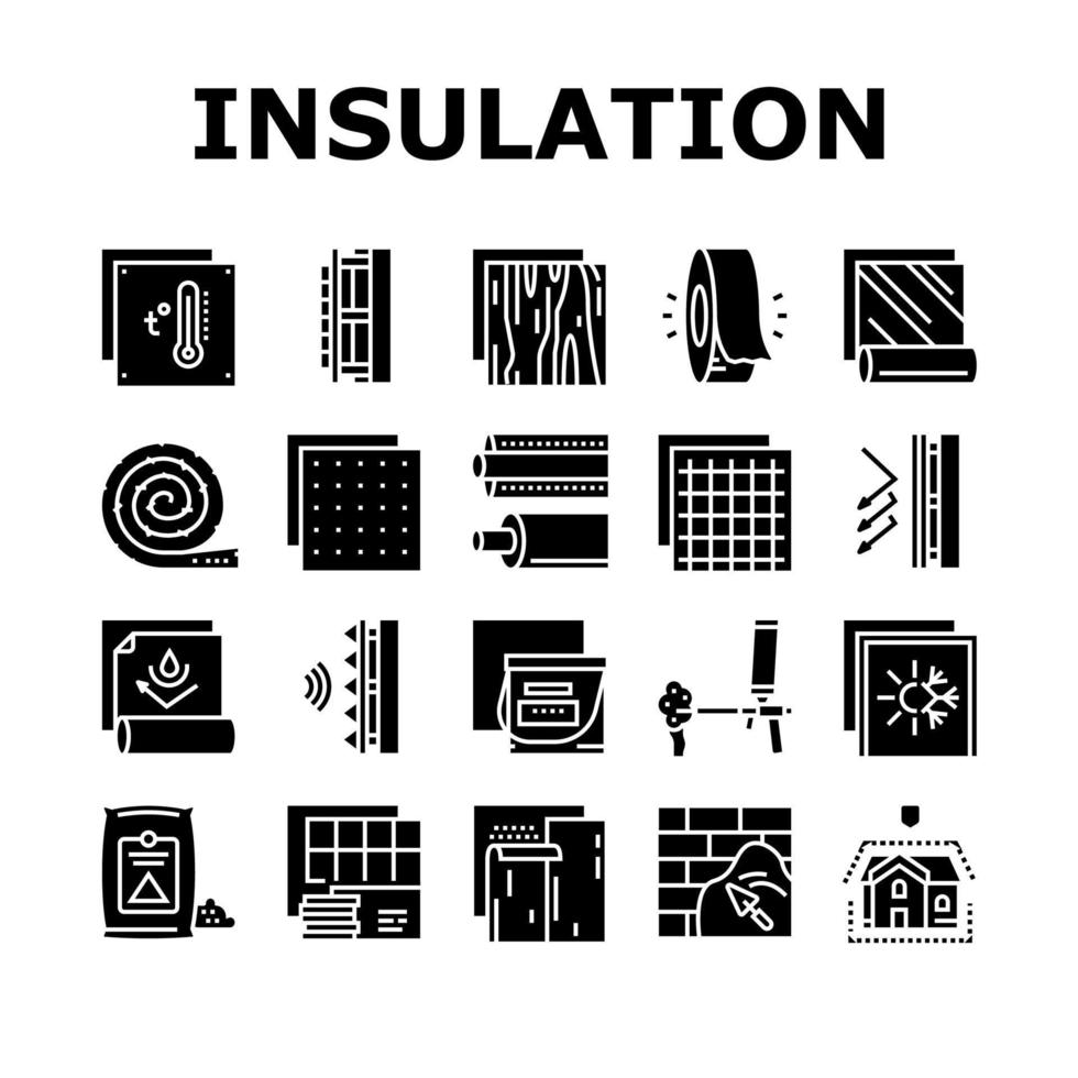 Insulation Building Collection Icons Set Vector