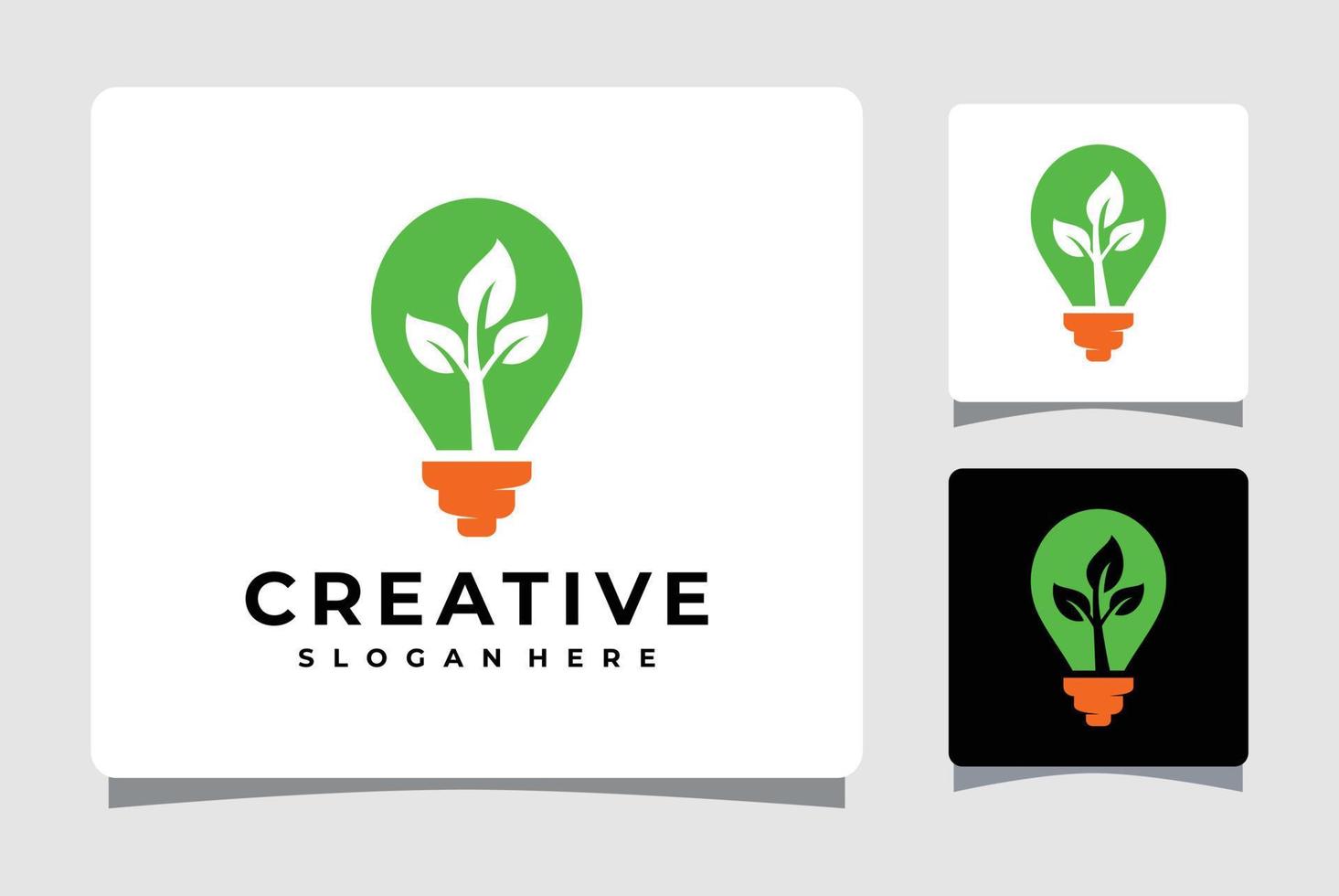 bombilla naturaleza hoja idea logotipo plantilla diseño inspiración vector