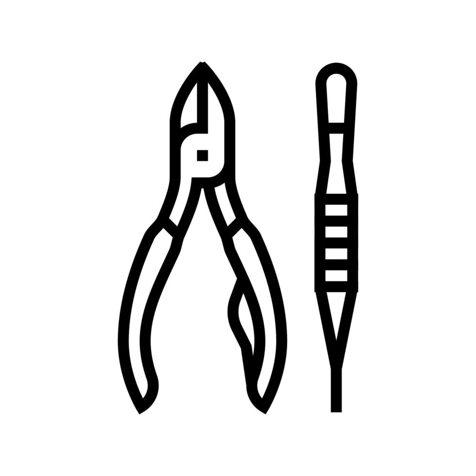 herramientas nail doctor línea icono vector ilustración