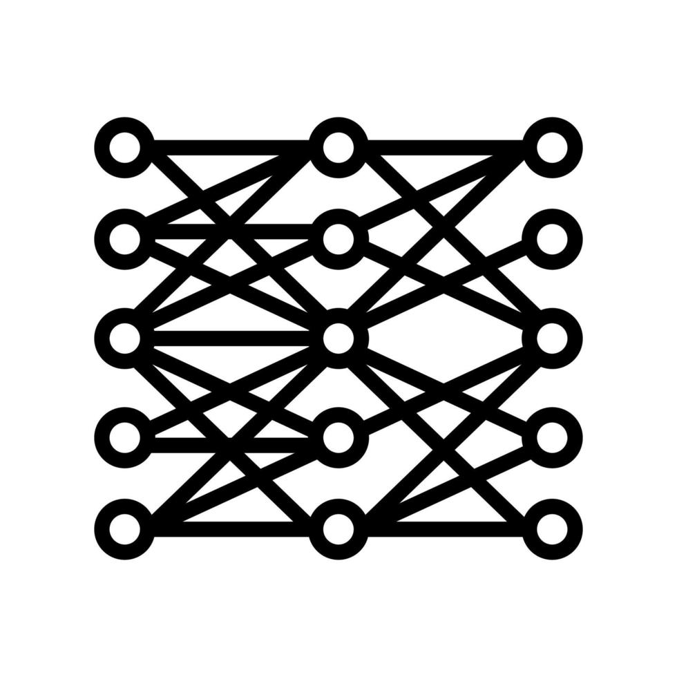 ilustración de vector de icono de línea de red neuronal multicapa