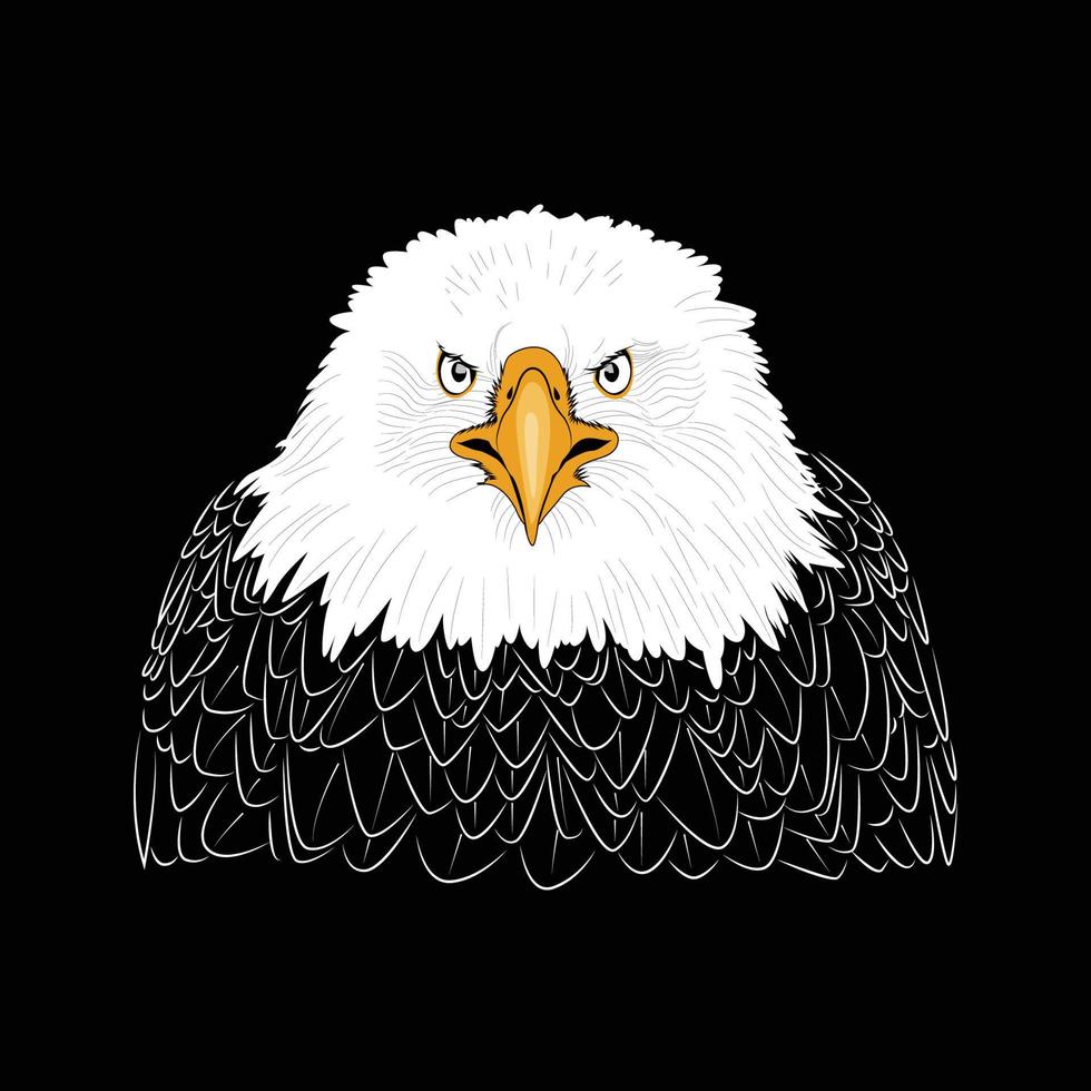ilustración de cabeza de águila decorativa con fondo negro.eps vector