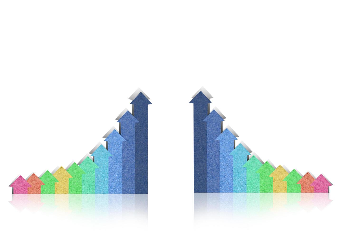 business growth bar graph made by recycled paper photo