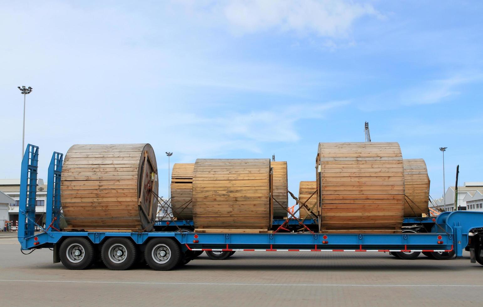 Transportation of metal products on road photo