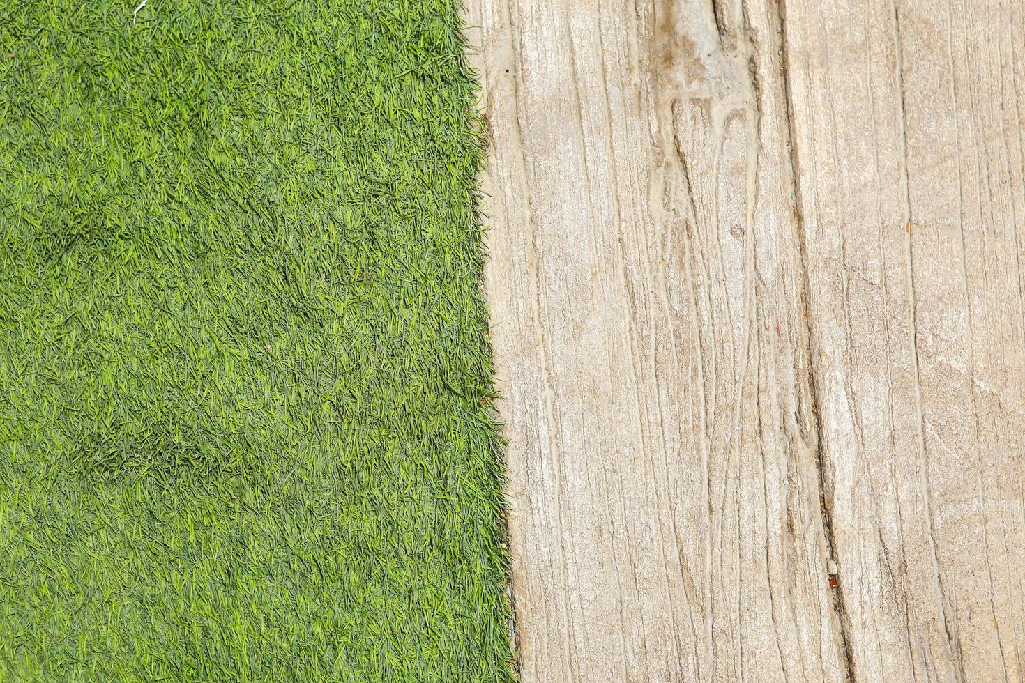 wooden with green grass background photo